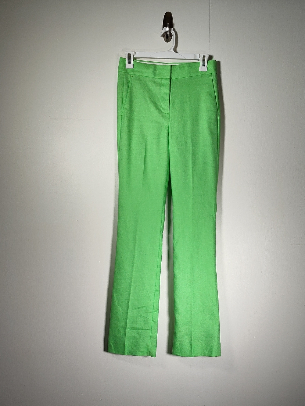 J. Crew Willa full-length flare pant in stretch linen blend lime green 00
